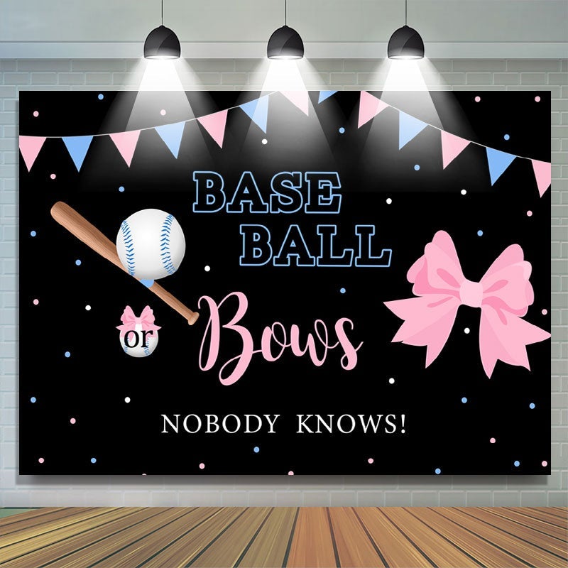 Lofaris Baseball or Bows Gender Reveal Baby Shower Backdrop