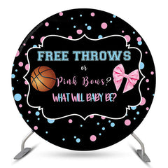 Lofaris Basketball Or Pink Bow Round Gender Reveal Backdrop