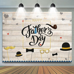 Lofaris Beard Hat Heart Wooden Happy Fathers Day Backdrop