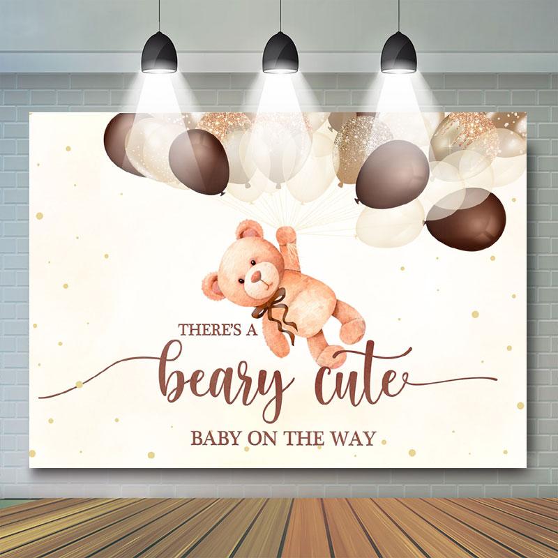 Lofaris Beary Cute Baby Shower Glitter Balloon Backdrop