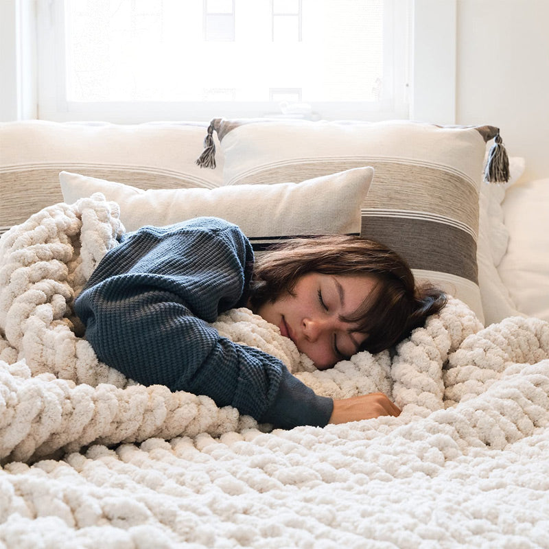 Lofaris Beige Soft Chenille Chunky Knit Blanket For Home Decoration