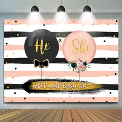 Lofaris Black and Blush Gender Reveal Baby Shower Backdrop