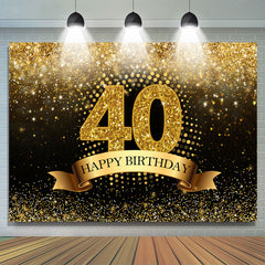 Lofaris Black and Gold Glitter Bokeh 40Th Birthday Backdrop