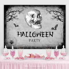 Lofaris Black And Grey Skull Theme Backdrop For Halloween Party