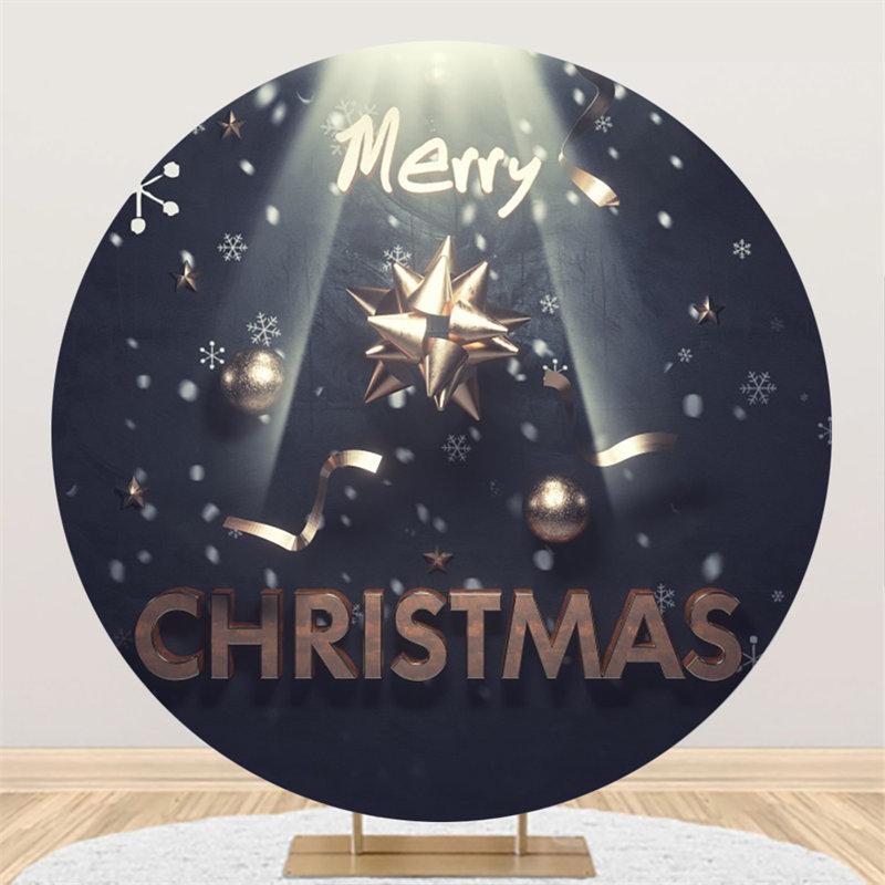 Lofaris Black And Light Round Merry Christmas Party Backdrop