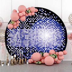 Lofaris Black And Purple Glitter Circel Happy Birthday Backdrop