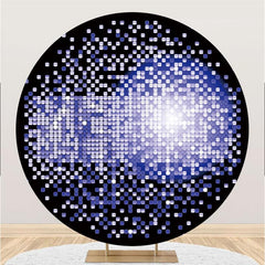 Lofaris Black And Purple Glitter Circel Happy Birthday Backdrop