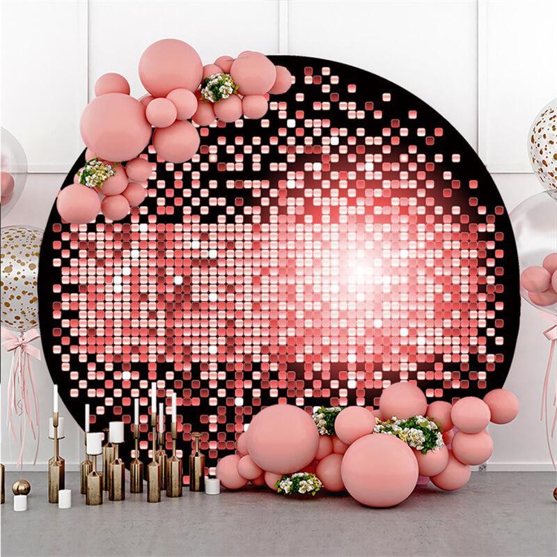 Lofaris Black And Red Glitter Round Happy Birthday Backdrop