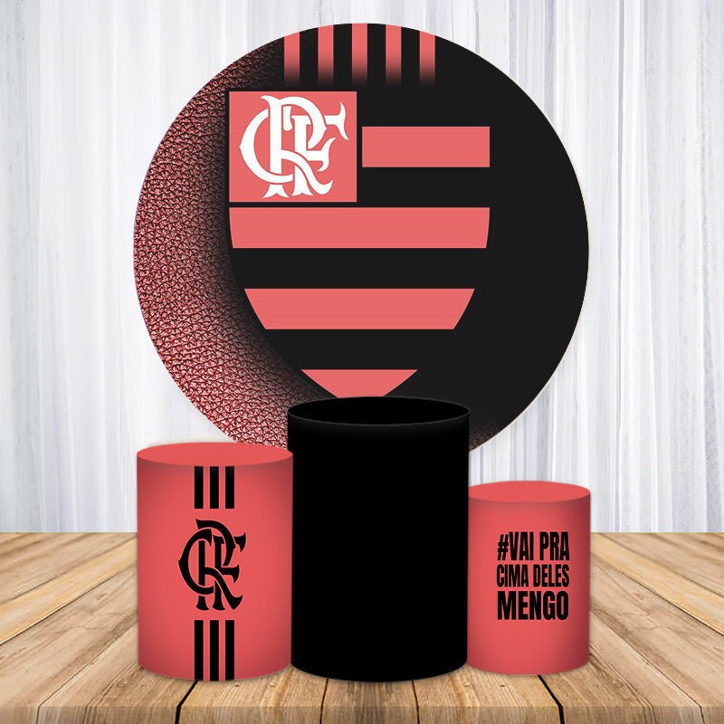 Lofaris Black And Red Real Madrid Football Circle Backdrop Kit