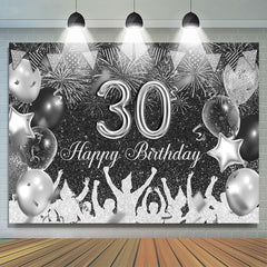 Lofaris Black And Silver Glitter Balloons 30th Birthday Backdrop