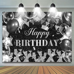 Lofaris Black And Sliver Glitter Lets Cheers Birthday Backdrop