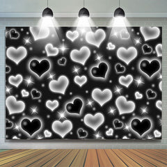 Lofaris Black And Silver Love Valentines Sweet Heart Backdrop