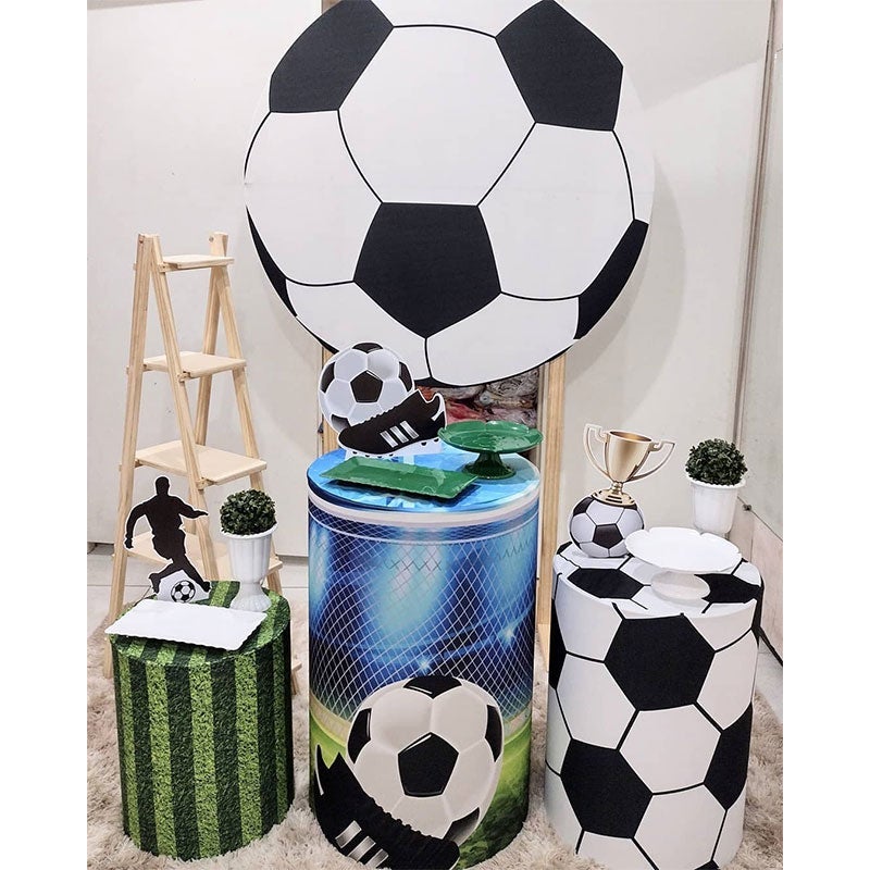 Lofaris Black And White Blasketball Round Boys Birthday Backdorp Kit