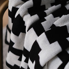 Lofaris Black And White Grid Soft Throw Blanket For Bed Sofa