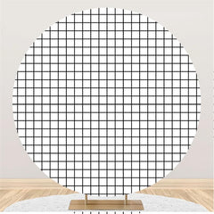 Lofaris Black And White Lattice Baby Shower Round Backdrop