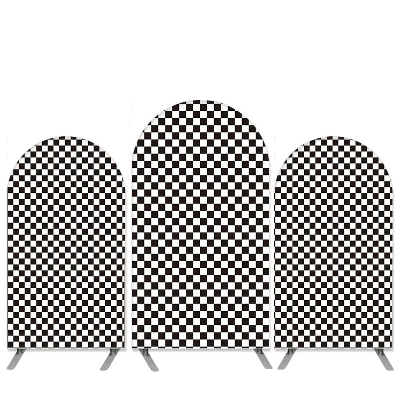 Lofaris Black And White Plaid Happy Birthday Arch Backdrop Kit