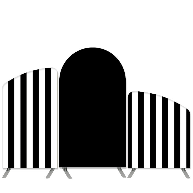 Lofaris Black And White Stripes Theme Birthday Arch Backdrop Kit