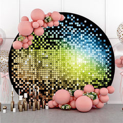 Lofaris Black And Yellow Round Glitter Blue Birthday Backdrop