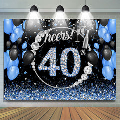 Lofaris Black Blue Glitter Cheers To 40Th Birthday Backdrop