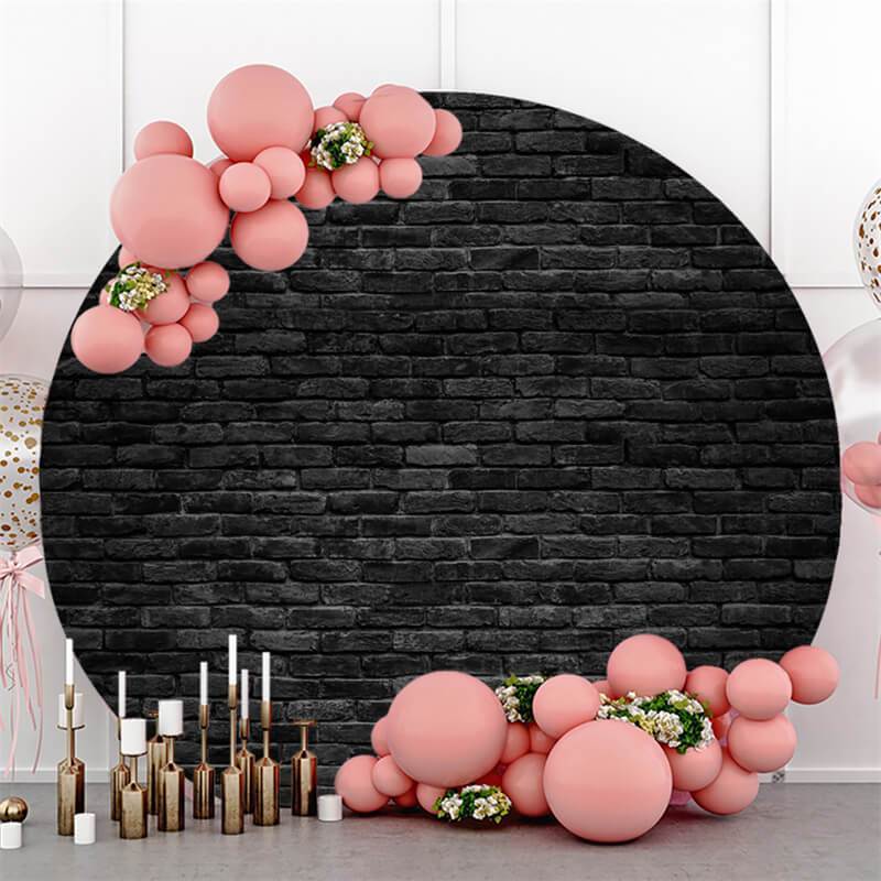 Lofaris Black Brick Simple Custom Circle Backdrop Decoration