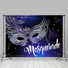 Lofaris Black Bule Masquerade Happy Holiday Dance Backdrop