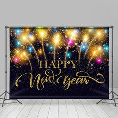 Lofaris UK Black Glitter Sparkle Gold Happy New Year Backdrop