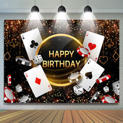 Lofaris Black Gold Bokeh Glitter Poker Card Birthday Backdrop