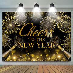 Lofaris UK Black Gold Cheers To The New Year Holiday Backdrop