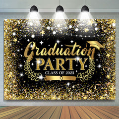 Lofaris Black Golden Glitter Graduation Party Backdrop