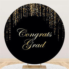 Lofaris Black Round Glitter Gloden Lines Congrategrad Backdrop