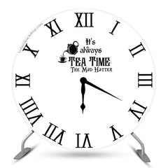 Lofaris Black White Tea Time Round Clock Backdrop Cover