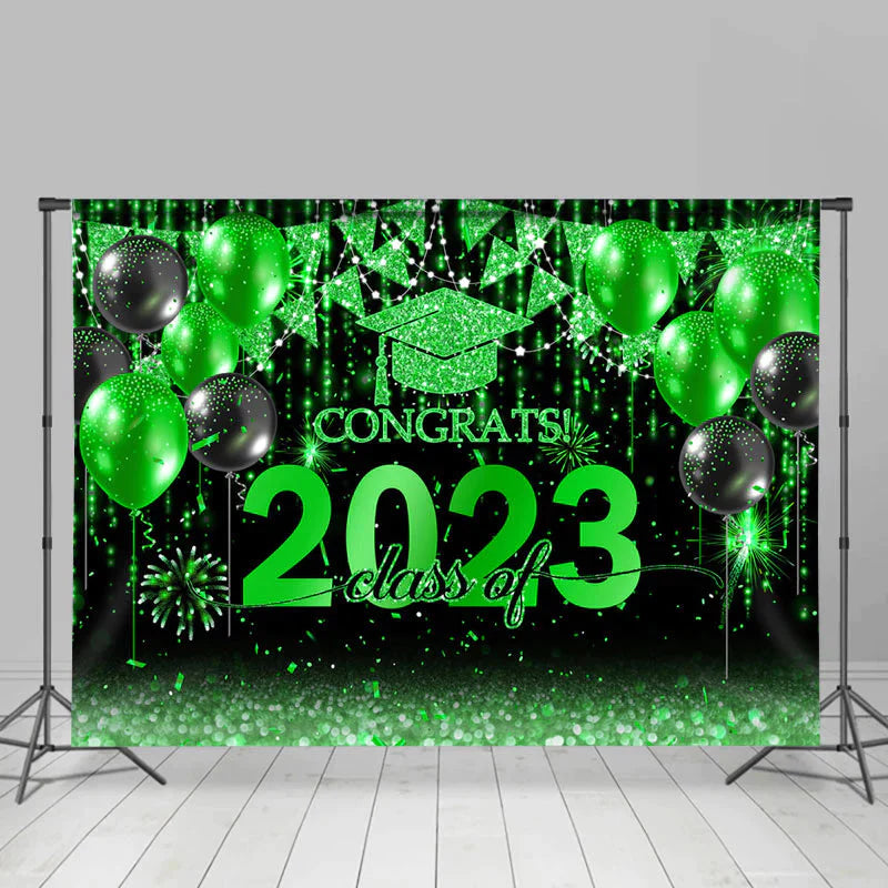 Lofaris Black With Green Balloon Flag Class Of 2023 Backdrop