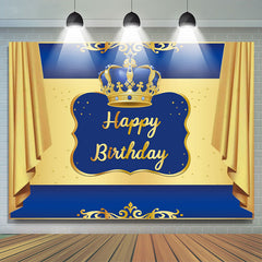 Lofaris Blue and Golden Crown Happy Birthday Party Backdrop