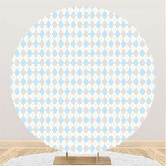 Lofaris Blue And Grey Pattern Round Birthday Party Backdrop