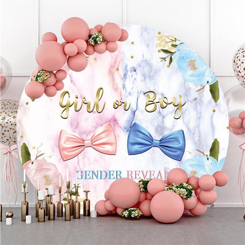 Lofaris Blue And Pink Bow Gender Reveal Baby Shower Backdrop