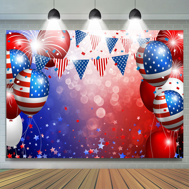 Lofaris Blue And Red Stripe Ballon Bokeh Backdrops For Boy