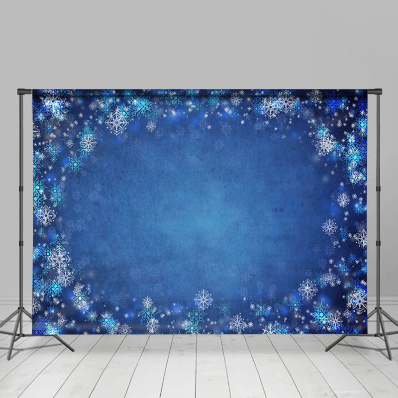 Lofaris Blue And Shiny Snowflake Lovely Happy Winter Backdrop