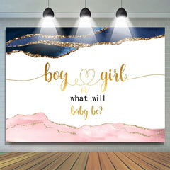 Lofaris Blue And Soft Pink Glitter Golden Baby Shower Backdrop