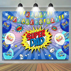 Lofaris Blue Balloons Super Dad Happy Fathers Day Backdrop