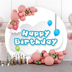 Lofaris Blue Balloos Circle Happy Birthday Backdrop For Party