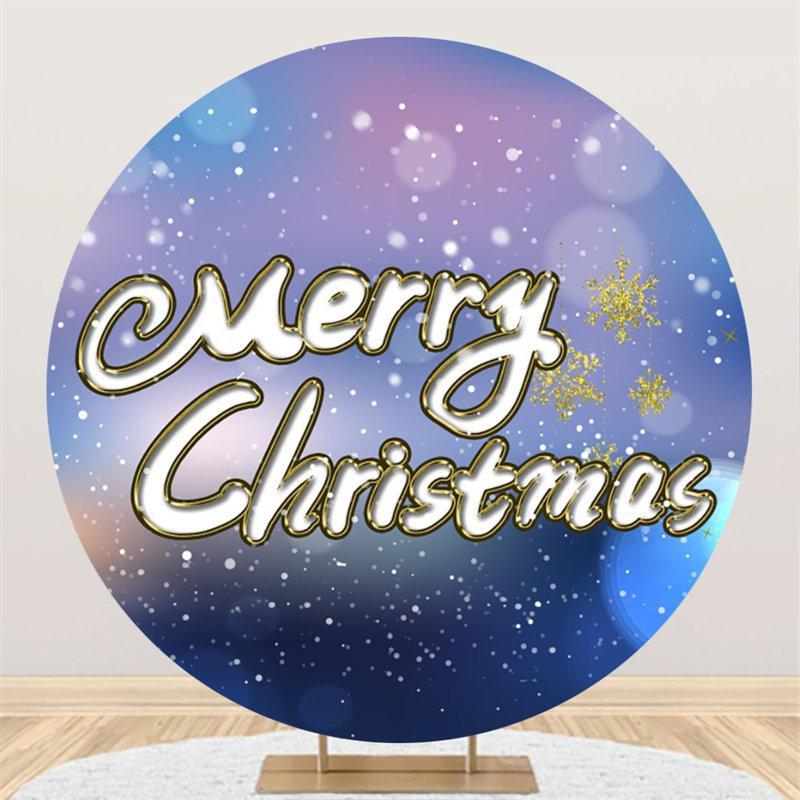 Lofaris Blue Bokeh Custom Circle Merry Christmas Backdrops