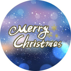 Lofaris Blue Bokeh Custom Circle Merry Christmas Backdrops