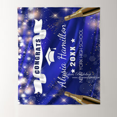 Lofaris Blue Bokeh Glitter Star Gold 2022 Congratulations Backdrop