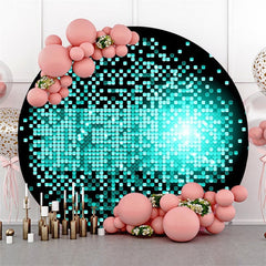 Lofaris Blue Bright Bokeh Round Black Happy Birthday Backdrop