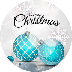 Lofaris Blue Circle Decorative Ball Merry Chrismas Backdrop