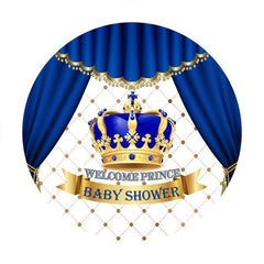 Lofaris Blue Crown Welcome Prince Circle Baby Shower Backdrop