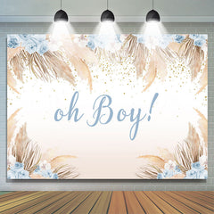 Lofaris Blue Floral And Light Coffee Leaf Baby Shower Backdrop