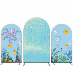 Lofaris Blue Glitter Seaworld Birthday Party Arch Backdrop Kit