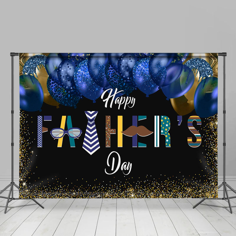 Lofaris Blue Glitter Tie And Balloon Happy Fathers Day Backdrop