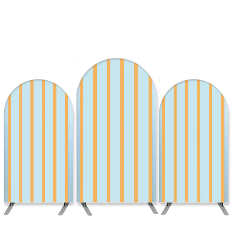 Lofaris Blue Orange Stripes Theme Birthday Arch Backdrop Kit